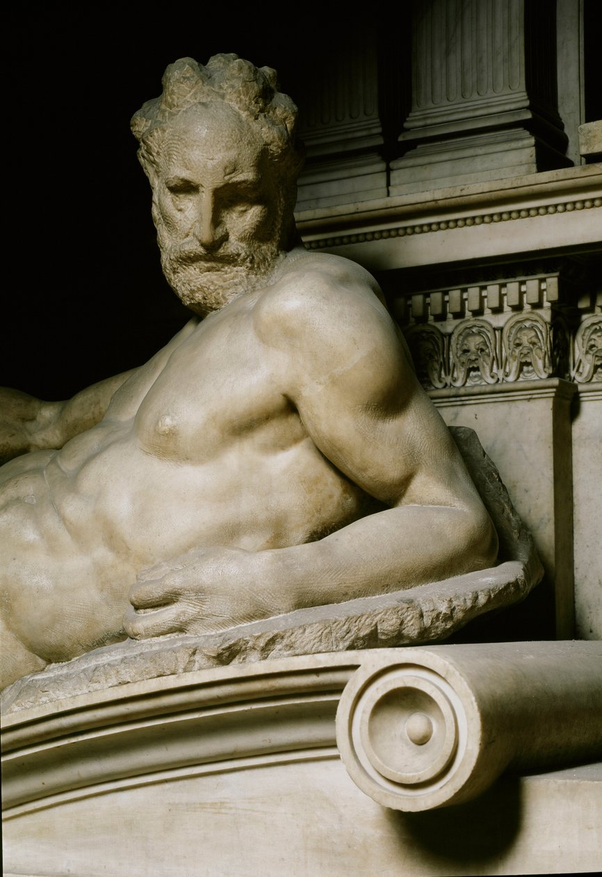 Twilight-allegorien. Graven af Laurent II af Medicis. Marmorskulptur 1531swed av Michelangelo Buonarroti