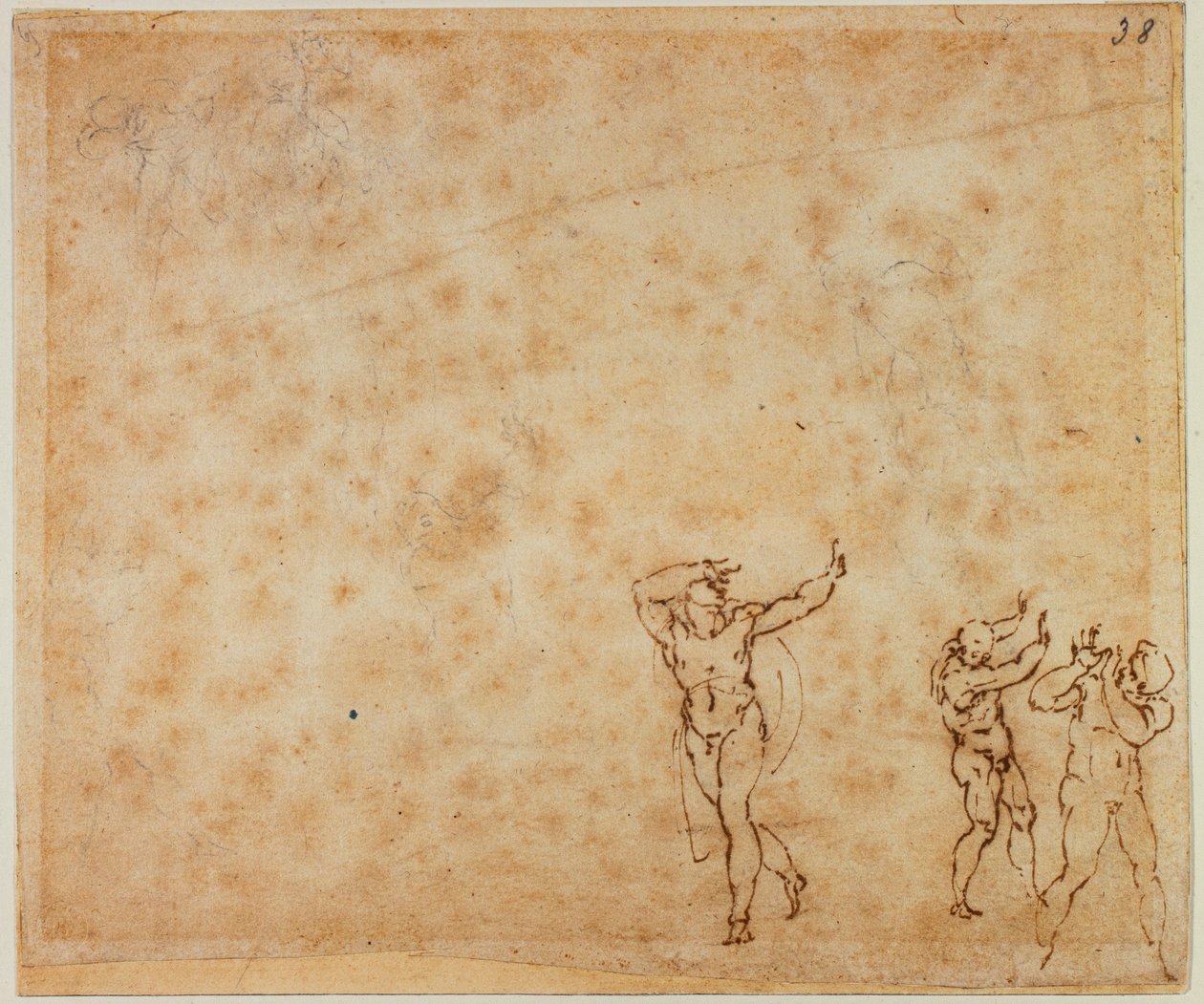 Tre nakenstudier av Michelangelo Buonarroti