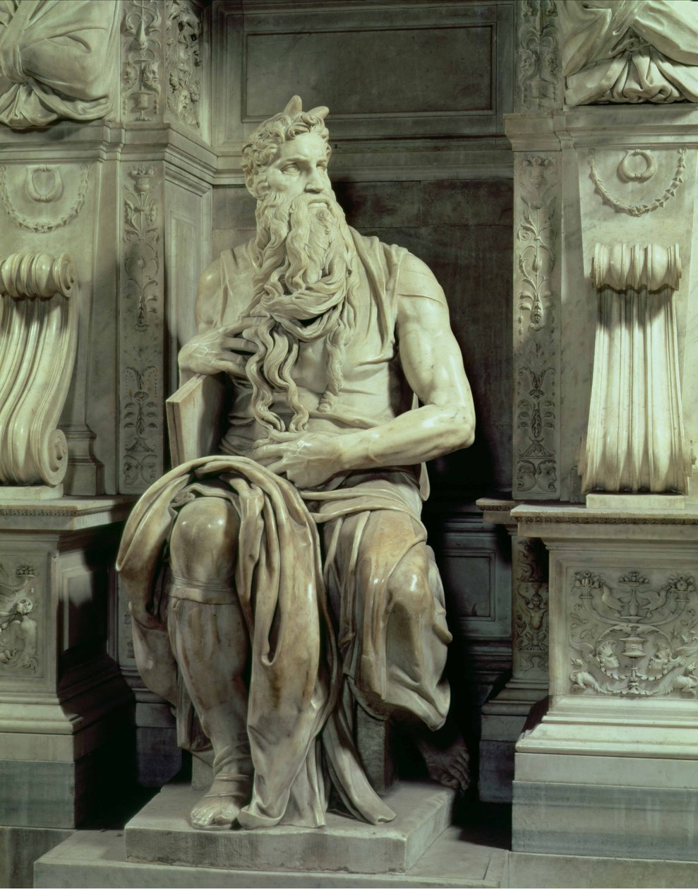 Påven Julius II:s grav 1453-1513 detalj av Moses, 1513-16 marmor av Michelangelo Buonarroti