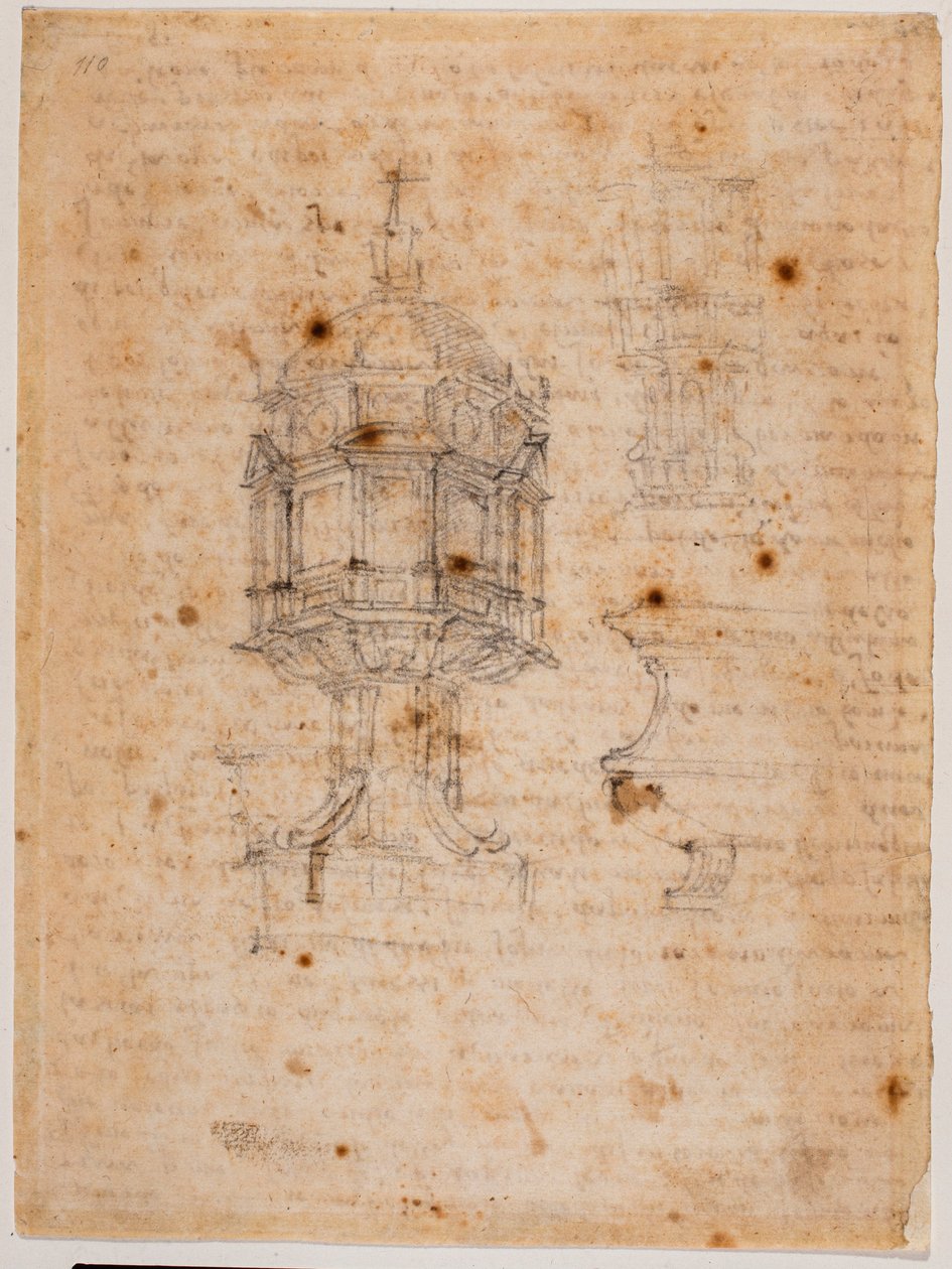 Två studier av ciborium av Michelangelo Buonarroti