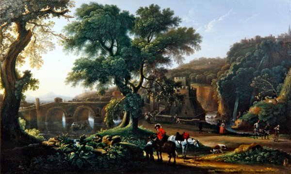Ett landskap med figurer (olja på duk) av Michelangelo Cerquozzi