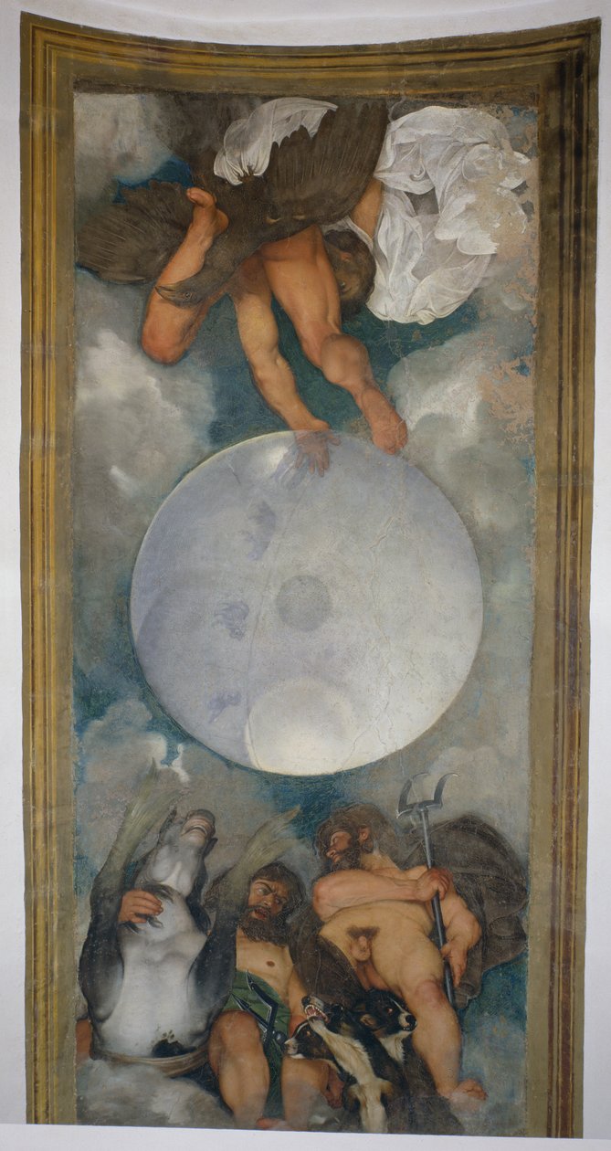 Allegory of the Elements, the Universe and the Zodiac Signs, 1597 (olja på gips) (för detaljer se 107110) av Michelangelo Merisi Caravaggio