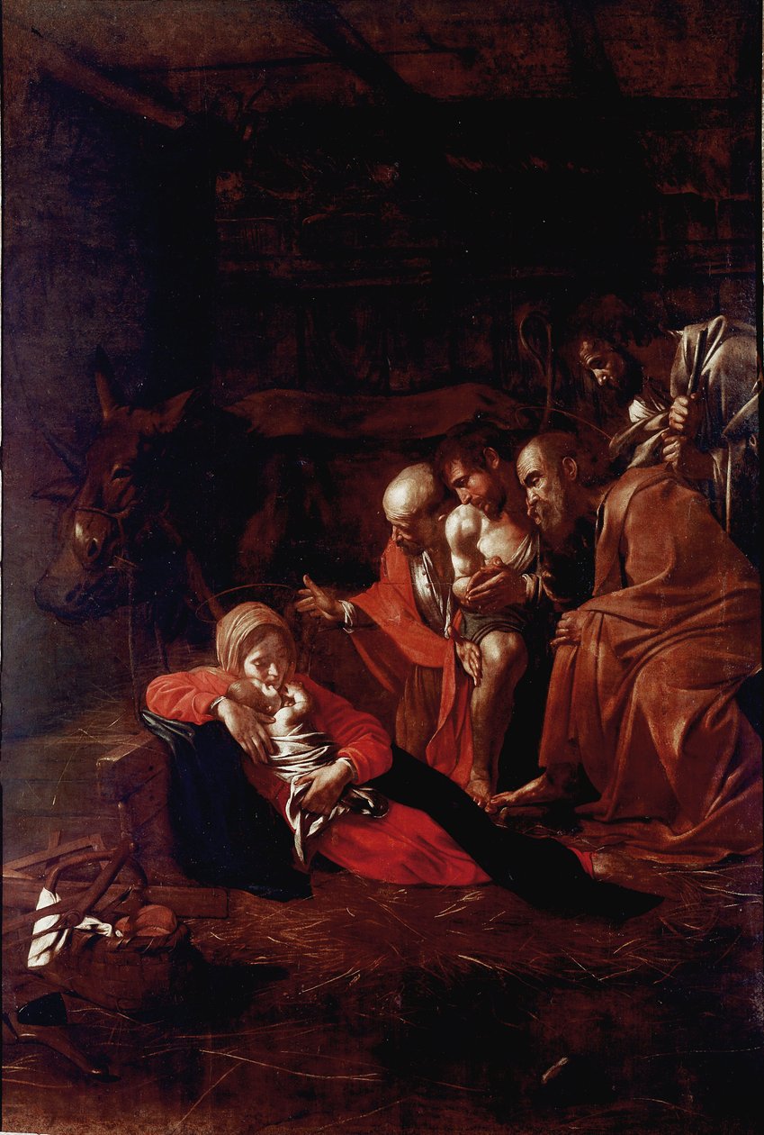 Tillbedjan av Magi-målningen av Michelangelo Merisi dit Il Caravaggio av Michelangelo Merisi da Caravaggio
