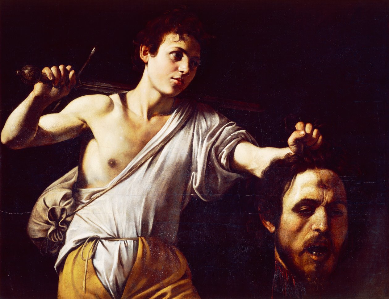 David med Goliats huvud av Michelangelo Merisi, känd som Caravaggio (1571-1610), Olja på duk, 90,5 x 116,5 cm av Michelangelo Merisi da Caravaggio