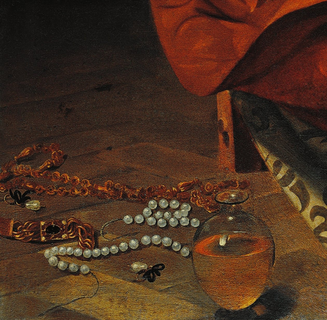 Detalj av den ångerfulla Magdalena av Michelangelo Merisi da Caravaggio