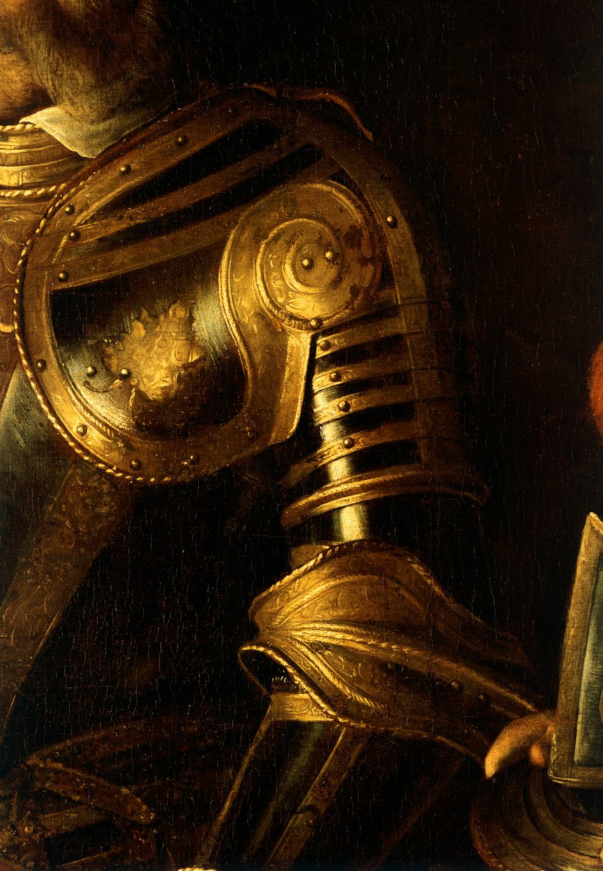 Detalj av porträttet av Alof de Wignacourt med sin sida av Michelangelo Merisi da Caravaggio