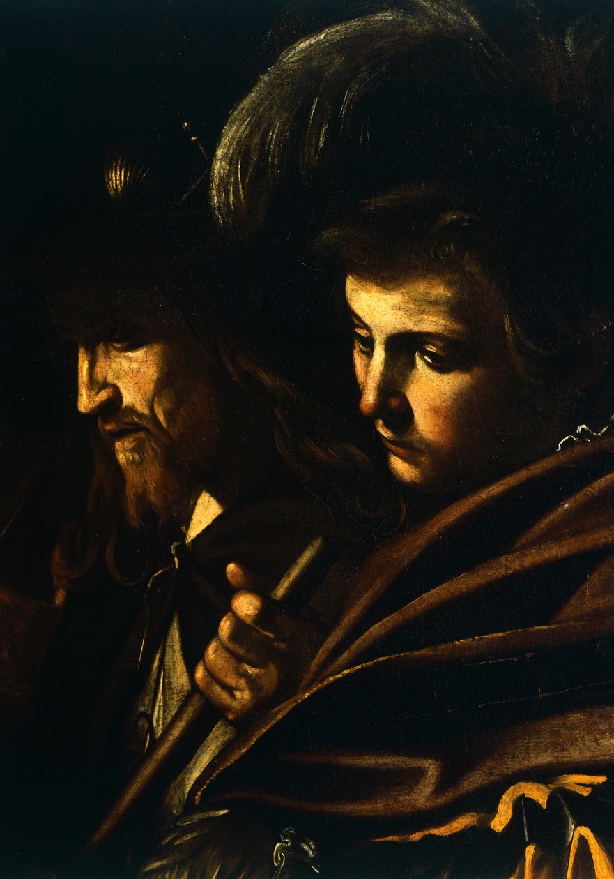 Ansikten av två män, detalj från Our Lady of Mercy eller Seven Acts of Mercy, c.1606-07 (olja på duk) av Michelangelo Merisi da Caravaggio