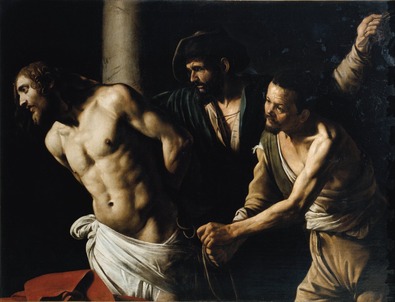 Kristi flagellation eller gisslan vid pelaren (olja på duk av Michelangelo Merisi da Caravaggio
