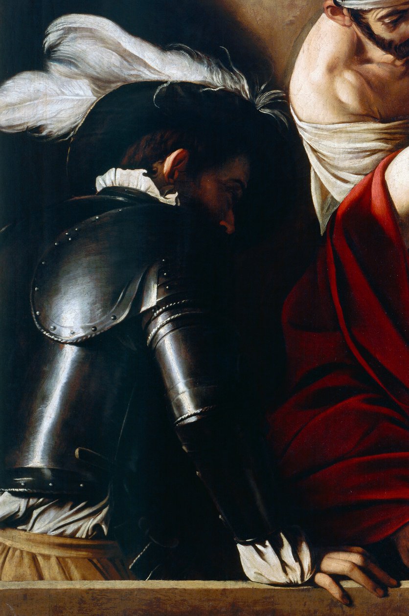 Man i rustning, från The Crowning with Thorns, c.1603 (olja på duk) (detalj av 507206) av Michelangelo Merisi da Caravaggio