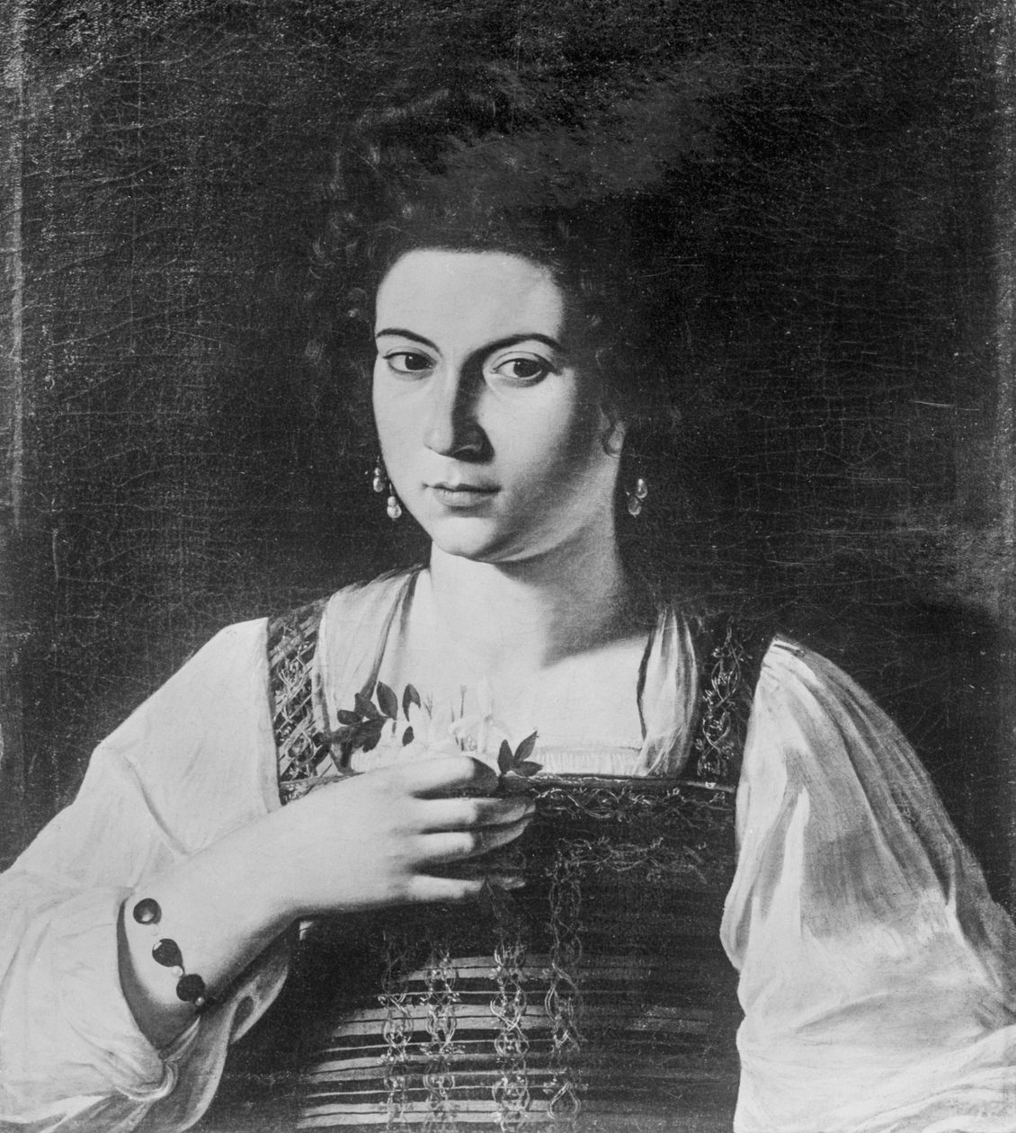 Portrait of a Courtesan (även känd som Portrait of Fillide) (förstört konstverk), ca 1590 (olja på duk) av Michelangelo Merisi da Caravaggio