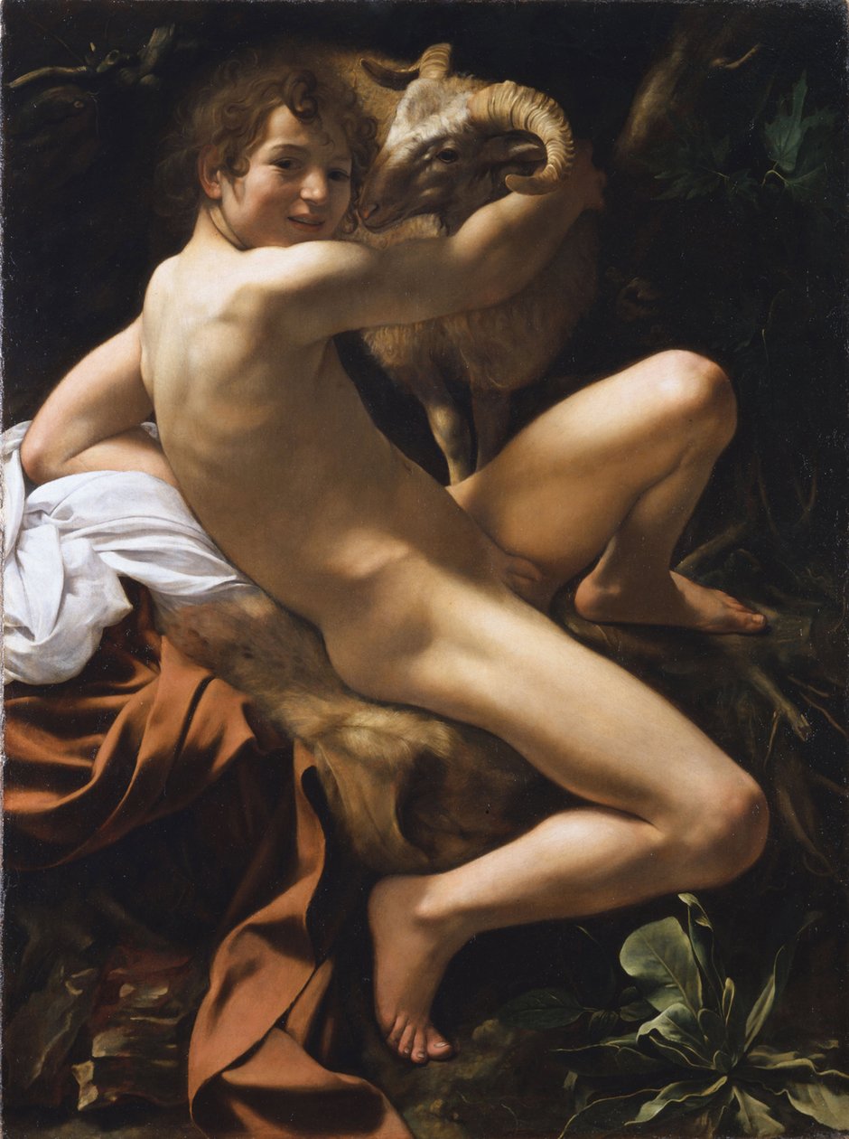 Saint Jean Baptiste. Barockmålning av Michelangelo Merisi känd som Caravaggio (Le Caravage) av Michelangelo Merisi da Caravaggio
