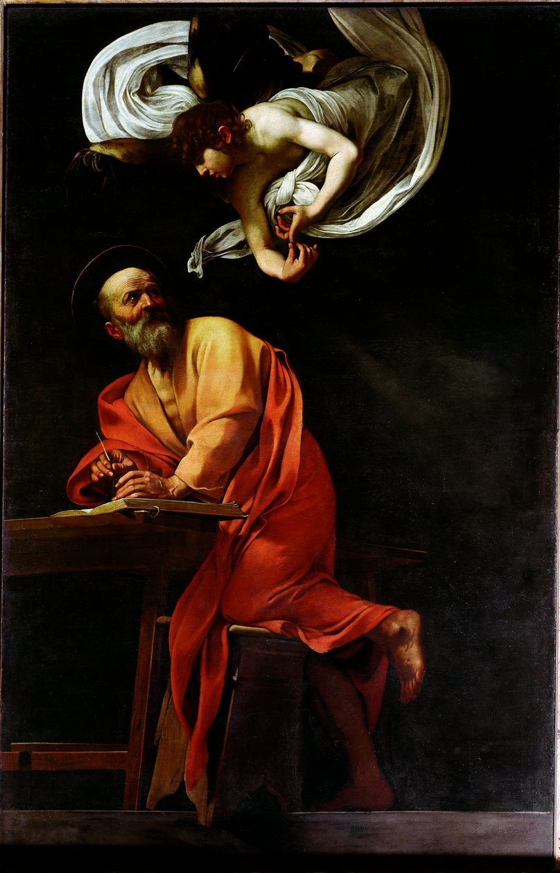 Saint Mathieu och ängeln (målning av Michelangelo Merisi da Caravaggio