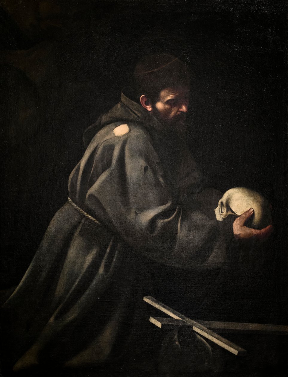 St Franciskus i meditation, ca. 1606 (olja på duk) av Michelangelo Merisi da Caravaggio