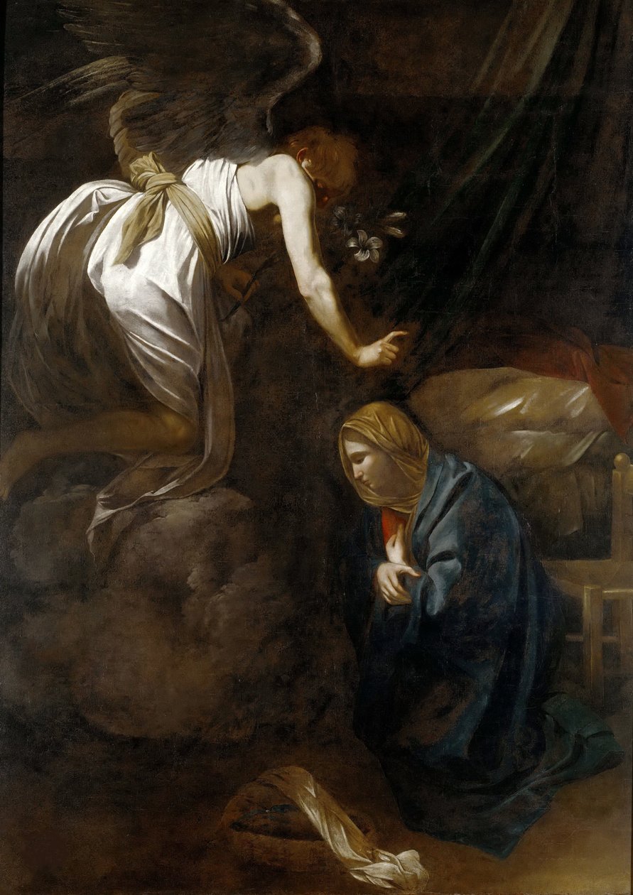 Bebådelsen, ca 1608-1610 (olja på duk) av Michelangelo Merisi da Caravaggio