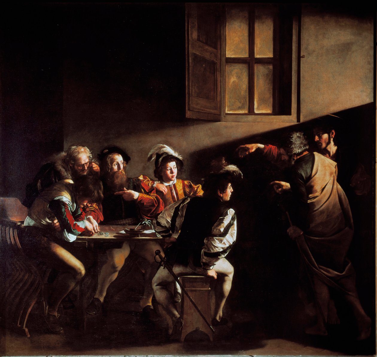 The Calling of Saint Matthew (olja på duk) av Michelangelo Merisi da Caravaggio