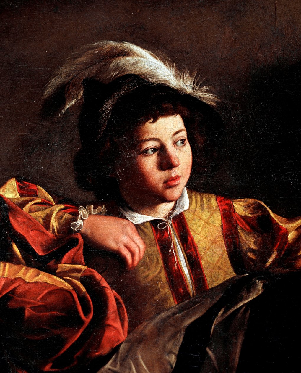 The Calling of St Matthew, detalj (olja på duk av Michelangelo Merisi da Caravaggio
