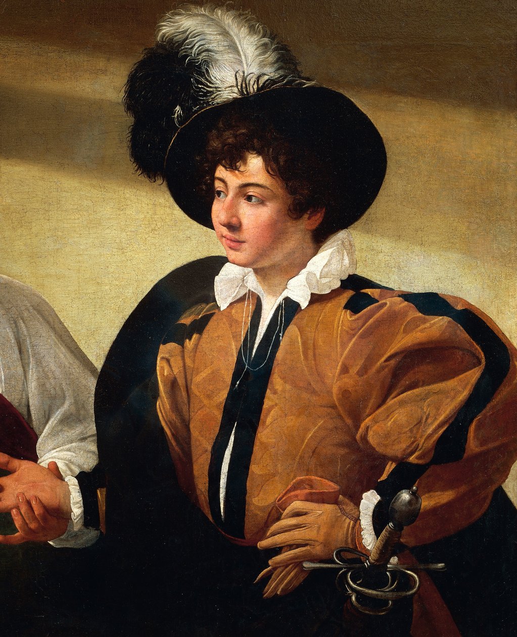 The Fortune Teller, detalj, ca 1596-97 (olja på duk) av Michelangelo Merisi da Caravaggio