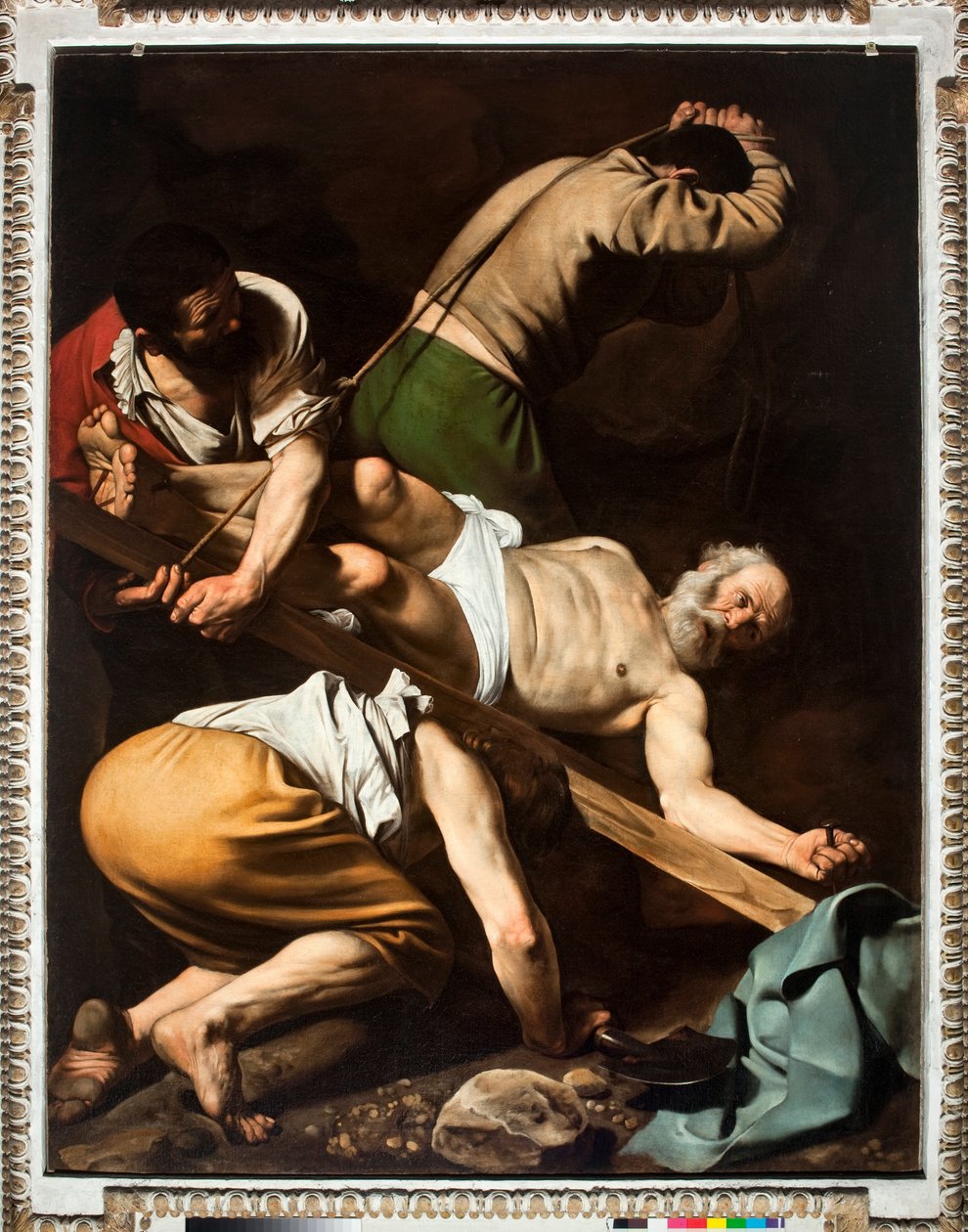 The Martyrdom of St Peter (Martyrdom of St Peter) Målning av Michelangelo Merisi da Caravaggio dit The Caravaggio (1571-1610) 1600-1601 Dim 230x175 cm Chiesa di Santa Maria del Popolo (Santa Maria del Popolos kyrka), Cappella Cerasi Rom av Michelangelo Merisi da Caravaggio