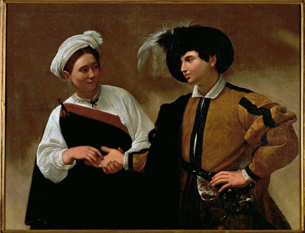 Spåkvinnan ... (målning på duk) av Michelangelo Merisi da Caravaggio