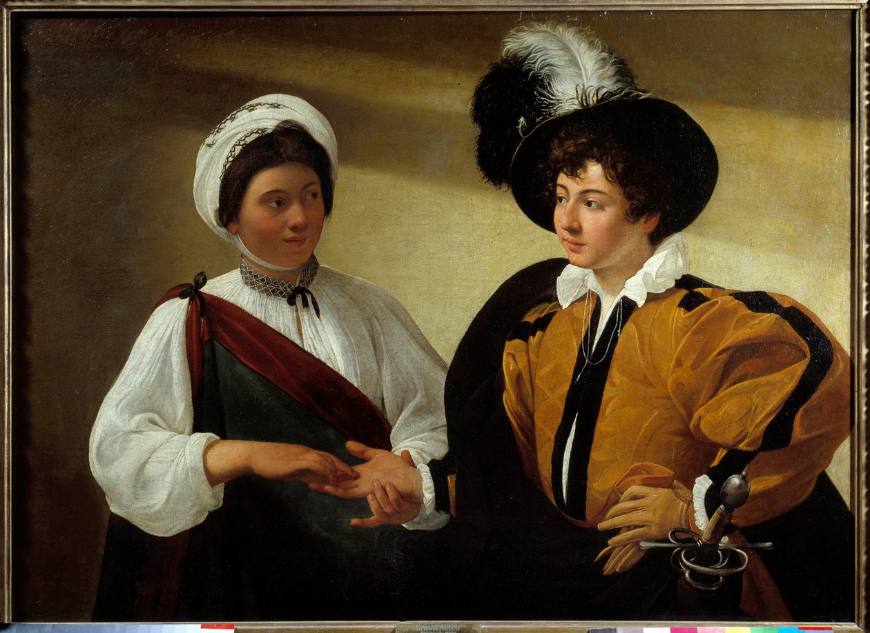Spåkvinnan Målning av Michelangelo Merisi da Caravaggio kallad Le Caravaggio (cirka 1571-1610) sön.0,99x1,31 m av Michelangelo Merisi da Caravaggio