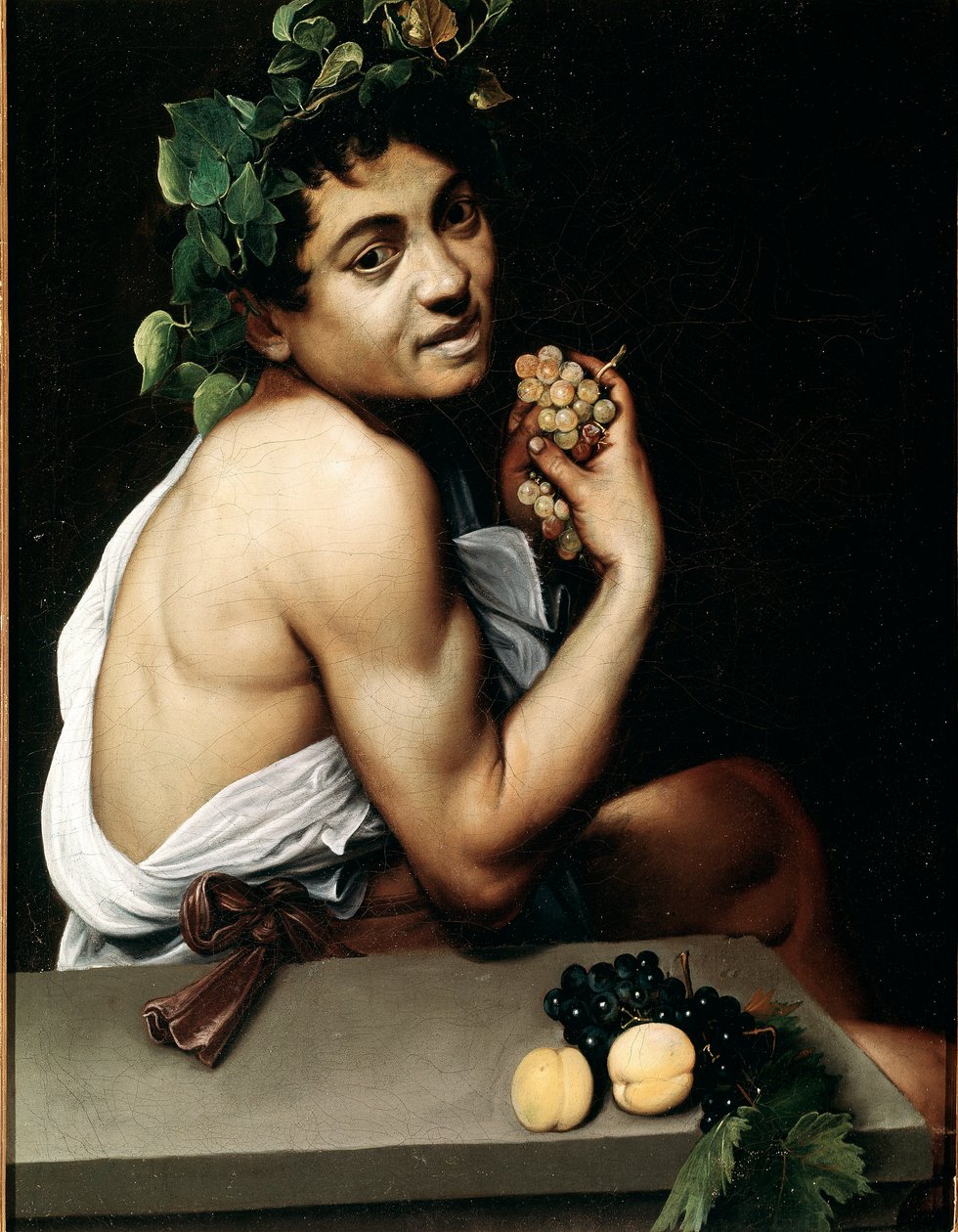 Den unge Bacchus (Bacchino) sjuk Målning av Michelangelo Merisi känd som Caravaggio (The Caravaggio av Michelangelo Merisi da Caravaggio