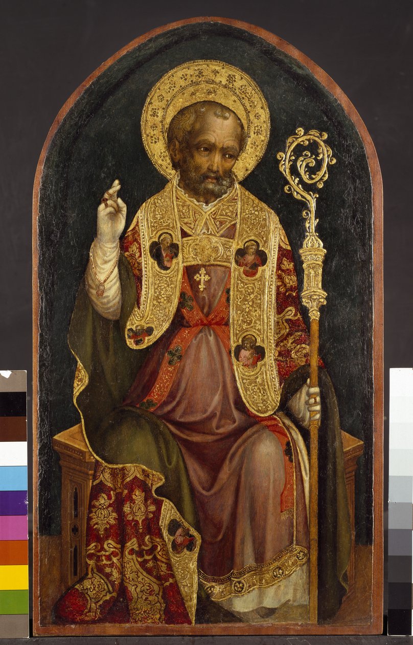 En helig biskop, 1400-talet (tempera på panel) av Michele Giambono