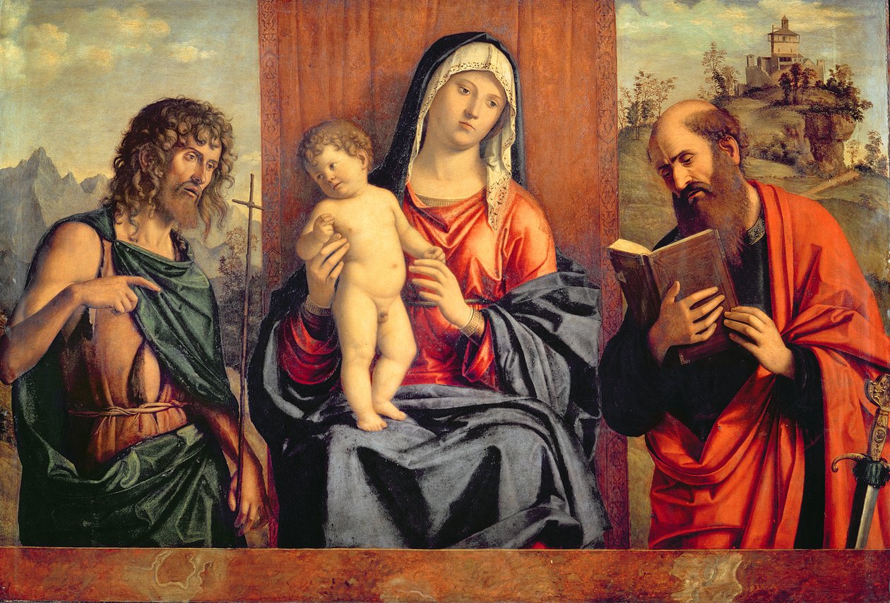 Madonna och barn med St. Johannes Döparen och St. Paul av Michele Giambono
