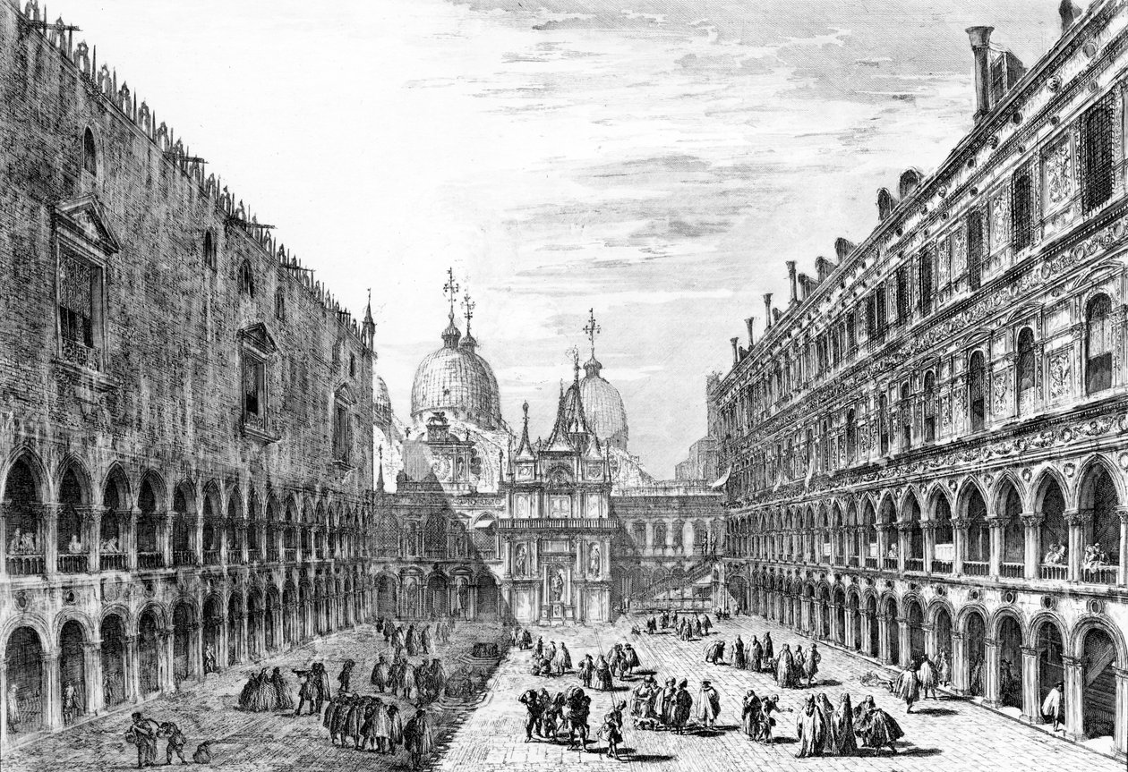 Utsikt över San Marco, Venedig från innergården till Palazzo Ducale, 1741 av Michele Marieschi