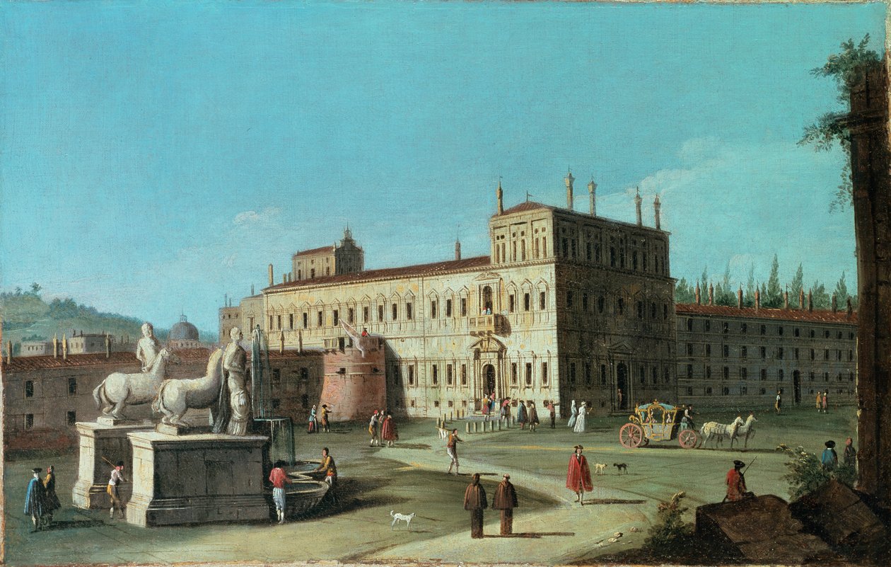 Utsikt över Palazzo del Quirinale, Rom av Michele Marieschi