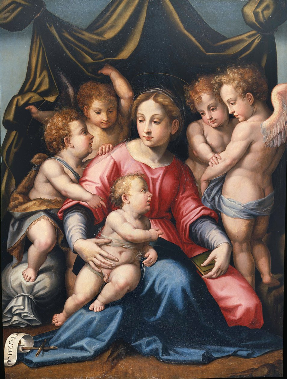 Madonna con Bambino, San Giovannino e Angeli av Michele di Ridolfo Tosini