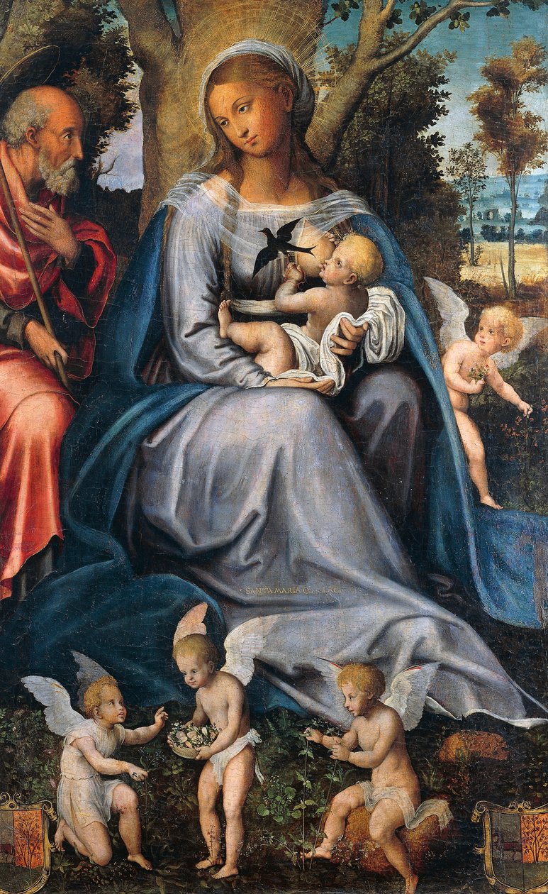 Vila i Egypten, centralpanelen i Tröstens triptyk, tillskriven Michele Cavaro (1517-1584), tempera och olja på trä. av Michele (attr.) Cavaro