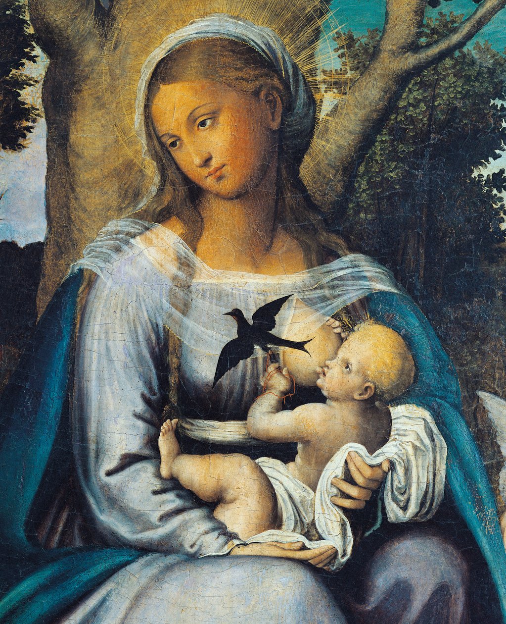 Vila i Egypten, detalj från centralpanelen i Triptych of Consolation (tempera och olja på panel) av Michele (attr.) Cavaro