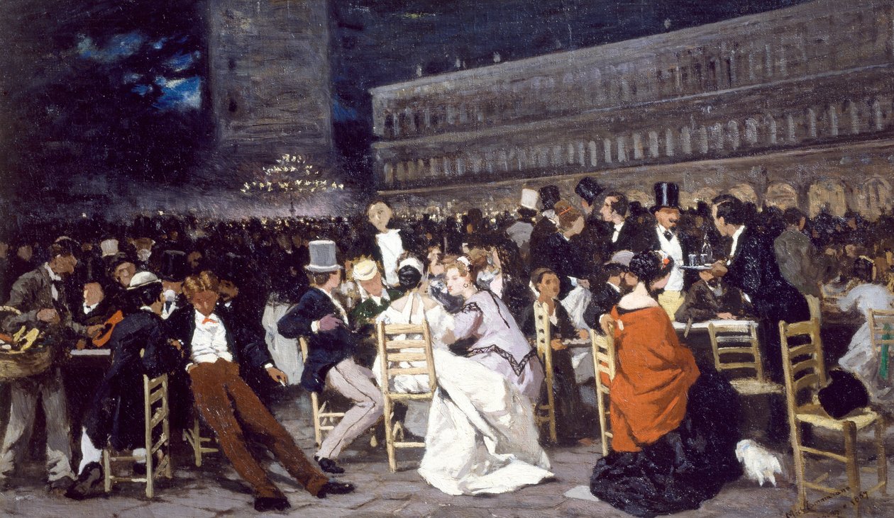Ett kafé på Piazza San Marco, av Michele Cammarano av Michele Cammarano
