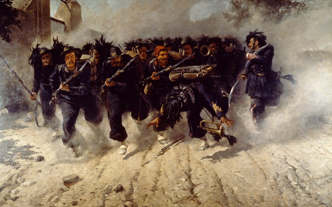 Bersaglieri Charge at Porta Pia, av Michele Cammarano (1835-1920), olja på duk, 290x472 cm av Michele Cammarano