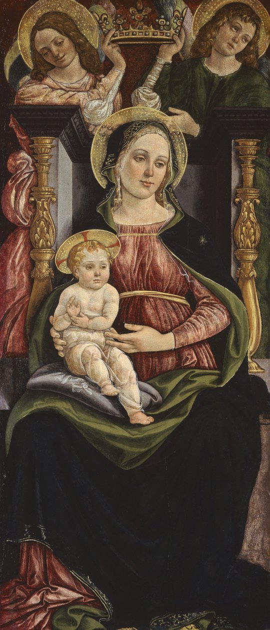 Jungfru och barn tronade med två änglar som håller en krona, 1505-15 av Michele Ciampanti