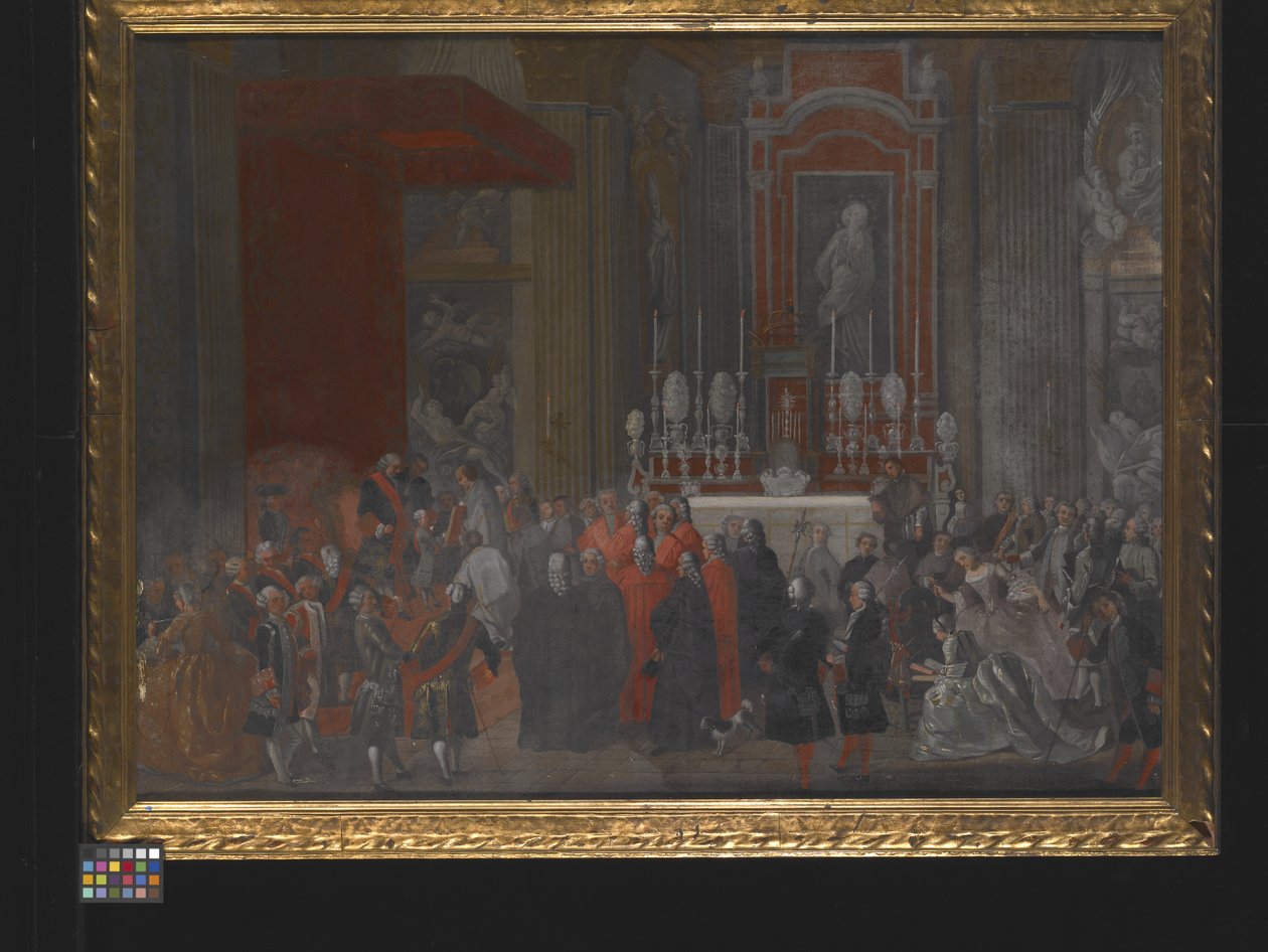 En religiös ceremoni i samband med Ferdinand IV:s tillträde till Neapels tron av Michele Foschini