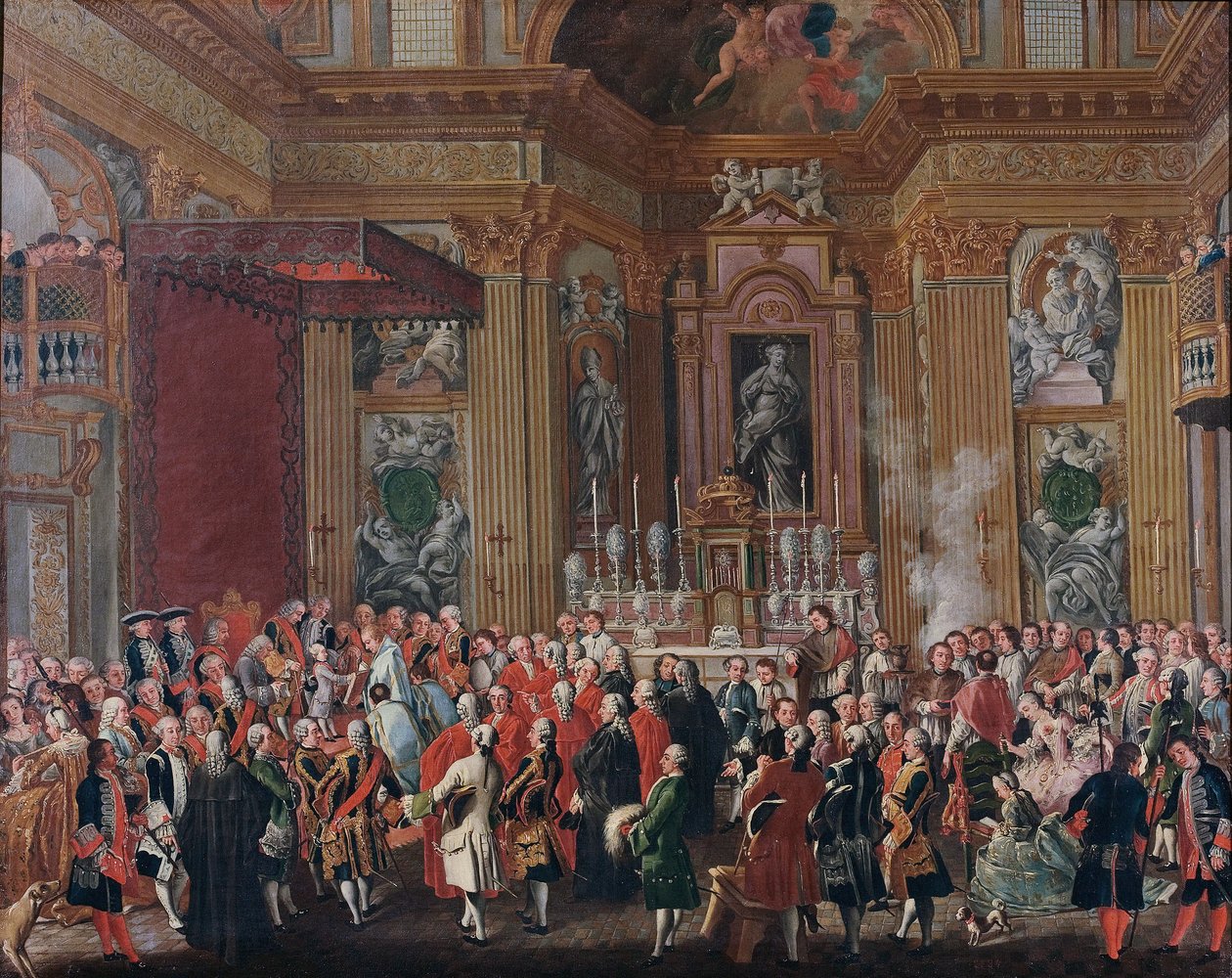 "Ferdinand IV svärs in som kung av Neapel". av Michele Foschini