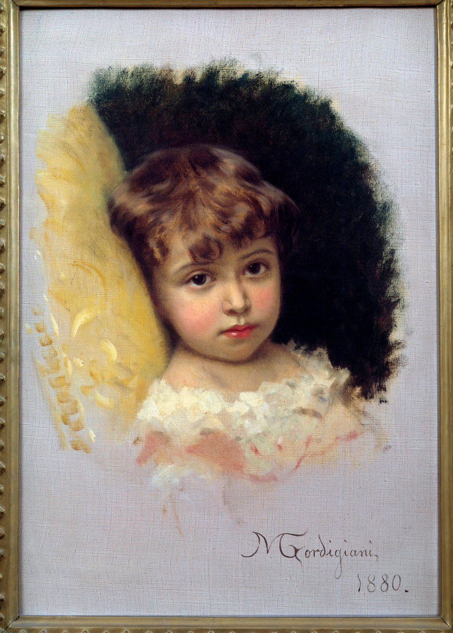Barnporträttmålning av Michel Gordigiani (1830-1909) 1880 Florens, Museum of Modern Art av Michele Giordigiani