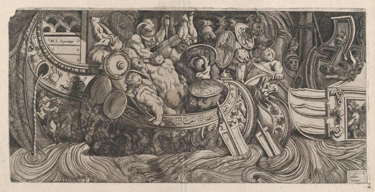 Mirror of Roman Magnificence: Naval Battle, 1500-talet., 1500-talet. av Michele Lucchese