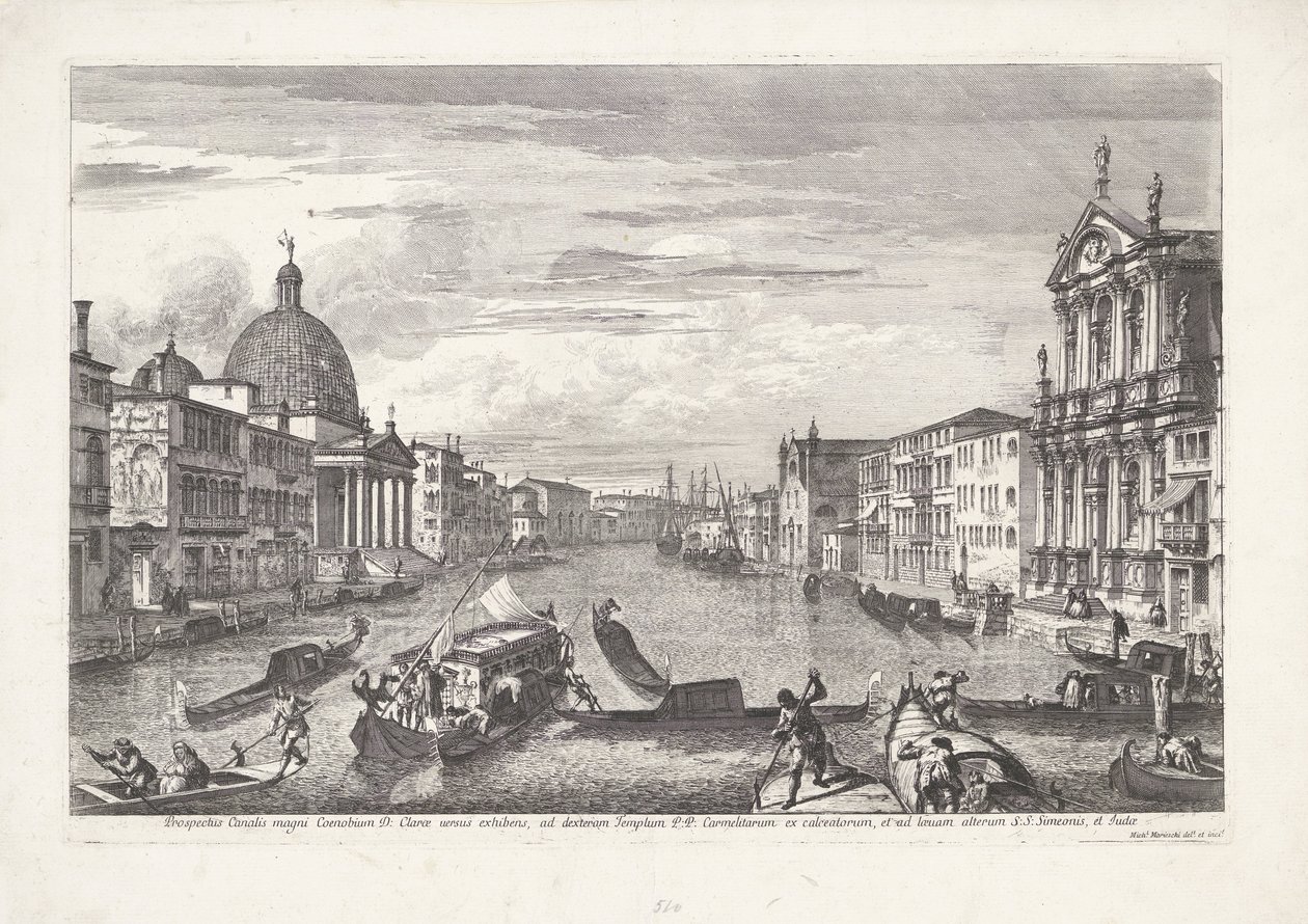 Venedigs Canal Grande Prospekt för Grand Canal of Coenobium D: visar tydliga linjer (...) (titel på objekt) Gezichten op Venetië (serietitel) Magnifik och utvald utsikt över staden Venedig (serietitel) av Michele Marieschi