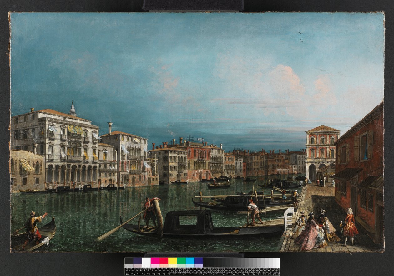 Canal Grande, Venedig, ovanför Rialtobron, före 1743 av Michele Marieschi