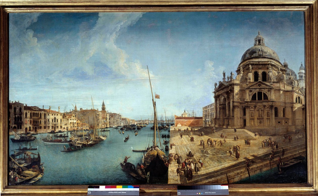 Utsikt över ingången till Canal Grande och på Salutekyrkan i Venedig Målning av Michele Marieschi (1710-1741) 1700-tal sön. 1,25x2,13 m av Michele Marieschi