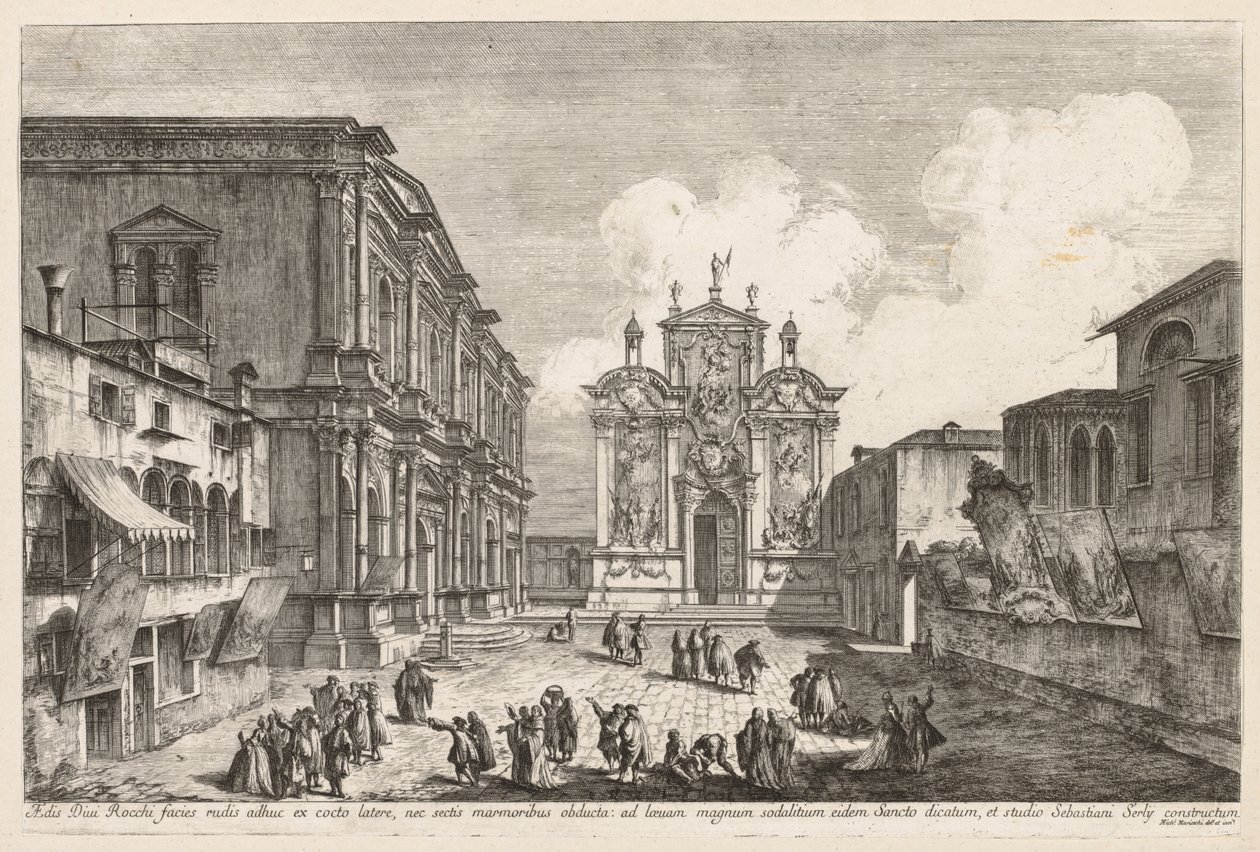Utsikt över Venedig: Campo S. Rocco av Michele Marieschi