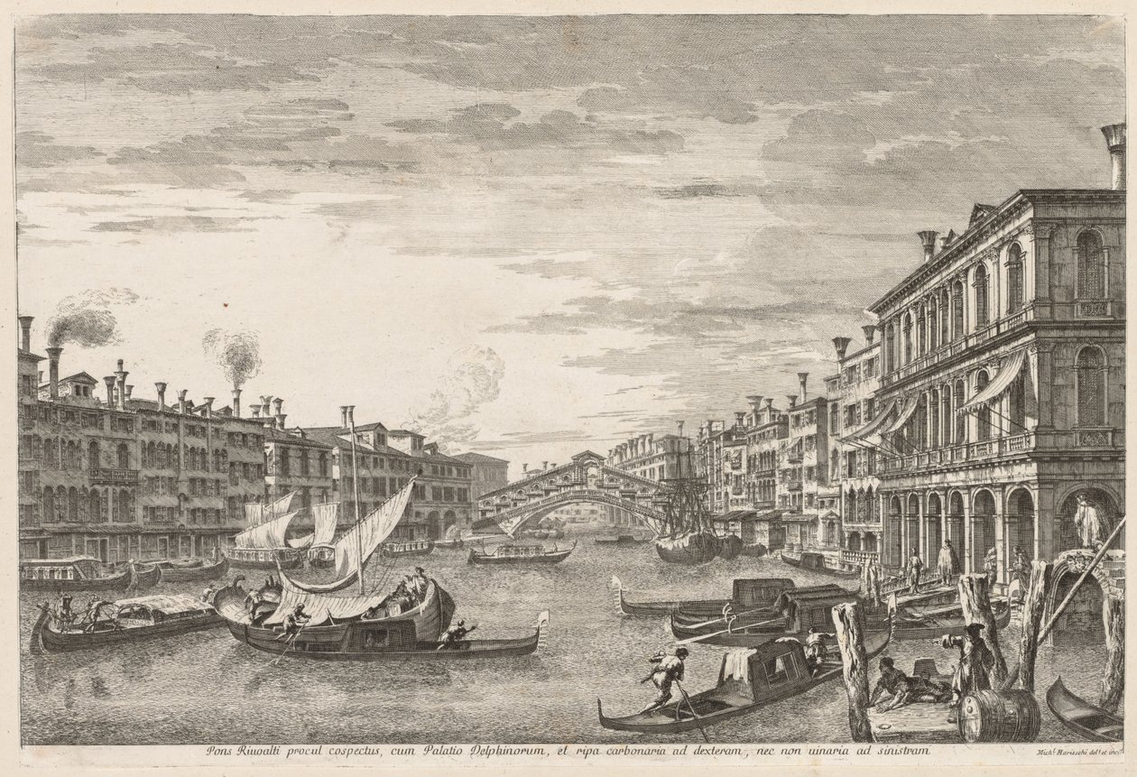 Utsikt över Venedig: Rialto, 1741. av Michele Marieschi