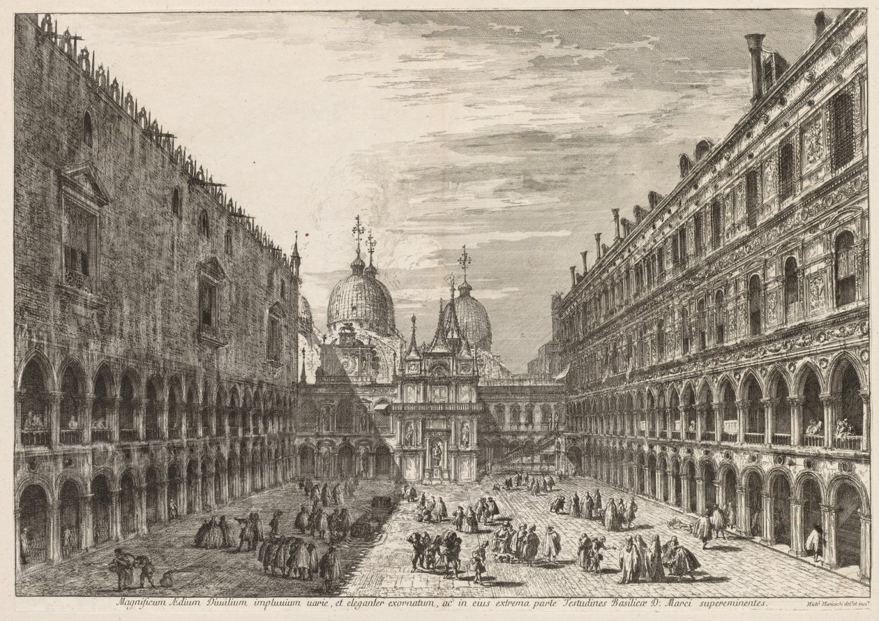Utsikt över Venedig: Hertigpalatsets innergård av Michele Marieschi