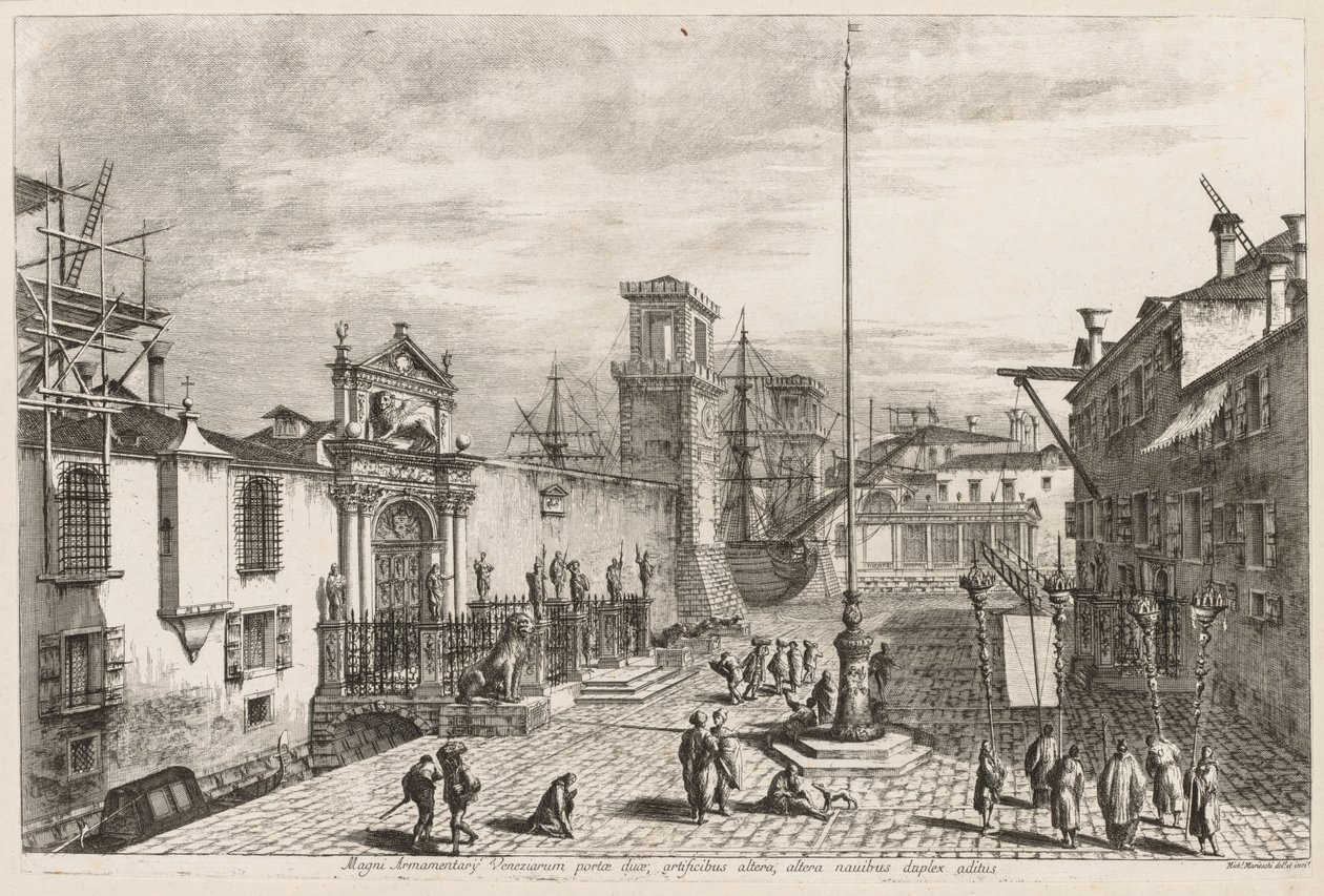 Utsikt över Venedig: The Gates of the Arsenal av Michele Marieschi