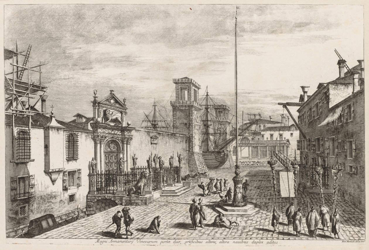 Utsikt över Venedig: The Gates of the Arsenal, 1741. av Michele Marieschi