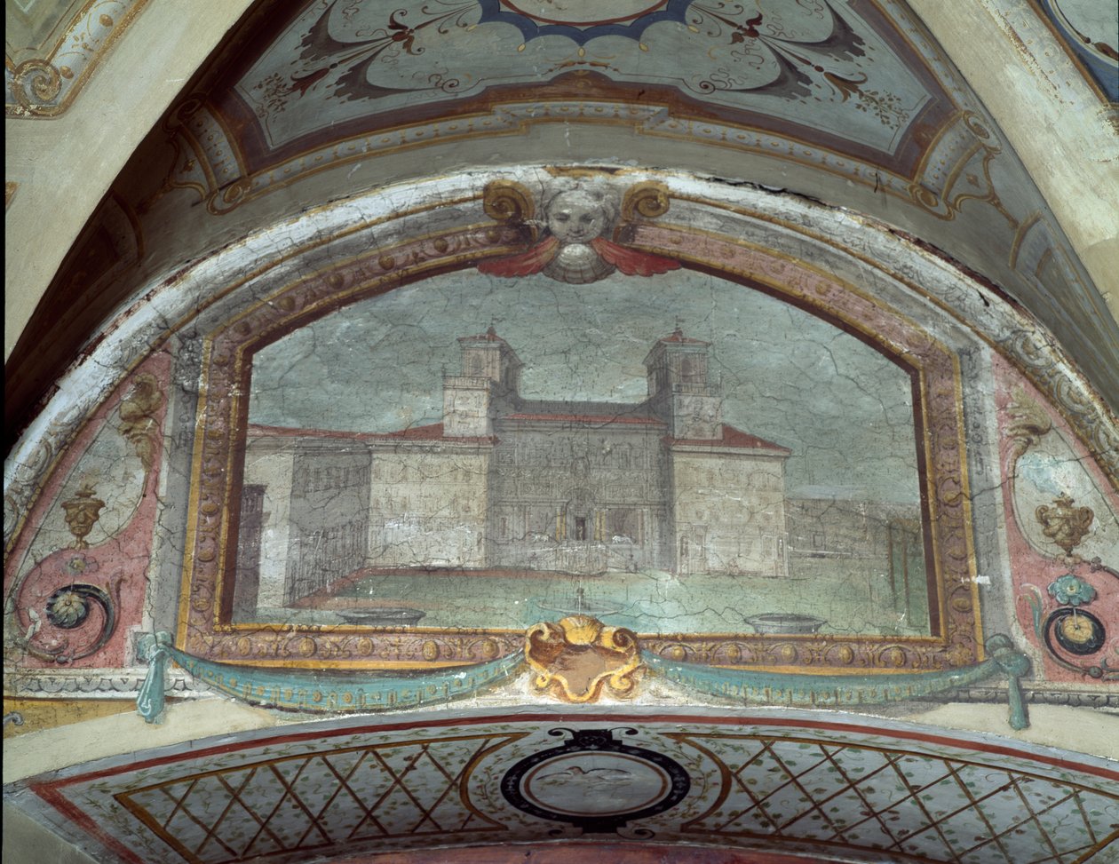 Detalj av ett tak, Villa Medicea di Careggi fresco av Michelozzo di Bartolommeo