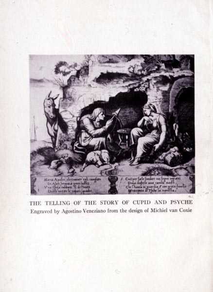Berättelsen om Amor och Psyke, graverad av Agostino Veneziano (1490-1540) av Michiel I after Coxie or Coxcie