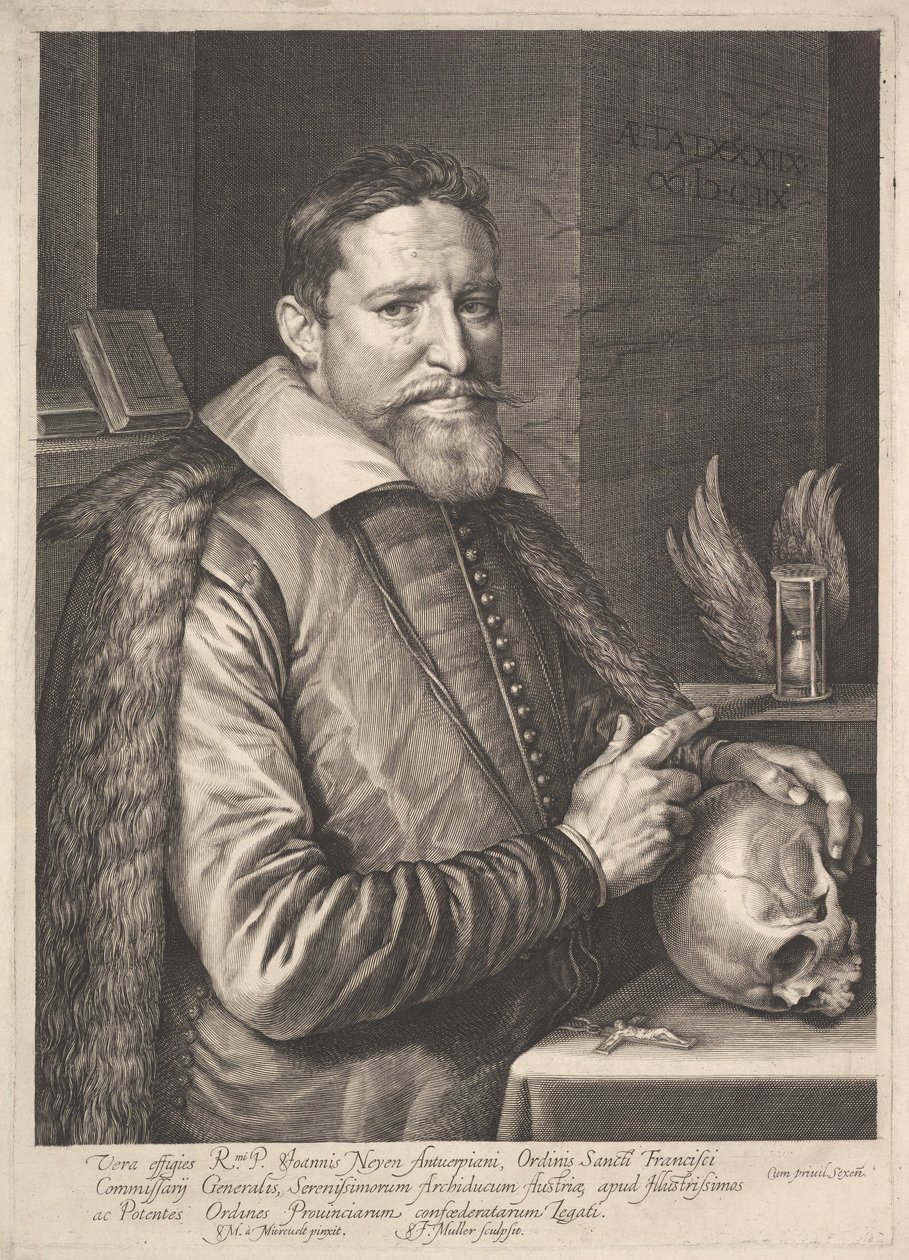 Porträtt av Joannes Neyen, general av Franciskanerbröderorden, ambassadör i Trier, 1608. av Michiel Jansz van Miereveld